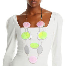 Load image into Gallery viewer, Pink Green Silver Disc Necklace
