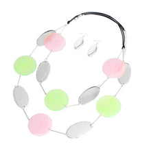 Load image into Gallery viewer, Pink Green Silver Disc Necklace
