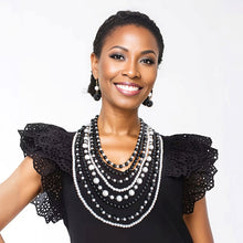 Load image into Gallery viewer, Black White Pearl 8 Strand Set

