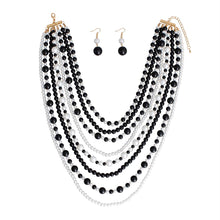 Load image into Gallery viewer, Black White Pearl 8 Strand Set

