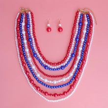 Load image into Gallery viewer, Red White Blue Pearl 8 Strand Set
