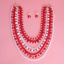 Load image into Gallery viewer, Red White Pearl 8 Strand Set
