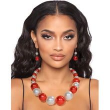 Load image into Gallery viewer, Red and White Graduated Bubble Gum Pearls
