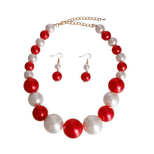 Load image into Gallery viewer, Red and White Graduated Bubble Gum Pearls

