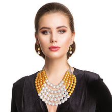 Load image into Gallery viewer, Orange and Cream Pearl 5 Row Necklace
