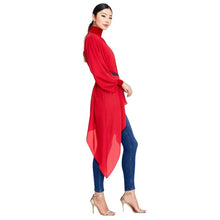 Load image into Gallery viewer, 3XL Sheer Red Asymmetric Tunic

