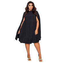 Load image into Gallery viewer, 5XL Black Pleated Cape Dress
