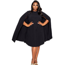 Load image into Gallery viewer, 1XL Black Pleated Cape Dress
