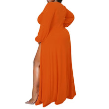 Load image into Gallery viewer, 1XL Bright Orange Sexy Slit Dress
