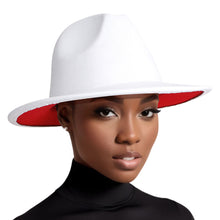 Load image into Gallery viewer, Fedora White Red Two Tone Wide Brim Hat for Women

