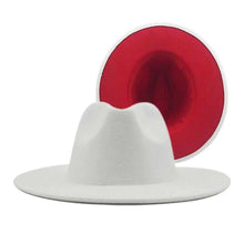 Load image into Gallery viewer, Fedora White Red Two Tone Wide Brim Hat for Women
