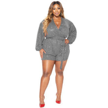 Load image into Gallery viewer, 3XL Silver Sequin Shorts Jumper
