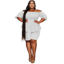 Load image into Gallery viewer, 5XL White Off-Shoulder Shorts Set
