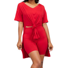 Load image into Gallery viewer, 1XL Red V Neck Shorts Set
