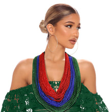 Load image into Gallery viewer, Red and Green 100 Strand Necklace
