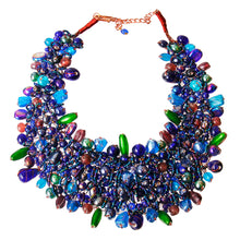 Load image into Gallery viewer, Blue Bead and Copper Bib Necklace
