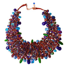 Load image into Gallery viewer, Blue Bead and Copper Bib Necklace
