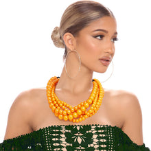 Load image into Gallery viewer, Orange Bead Buffalo Horn Hook Necklace
