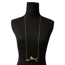 Load image into Gallery viewer, Gold Brass Bird Pendant Necklace
