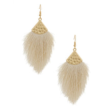 Load image into Gallery viewer, Cream Silk Tassel Fish Hook Earrings
