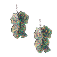 Load image into Gallery viewer, Black Glitter Natural Hair Earrings
