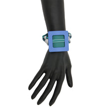 Load image into Gallery viewer, Teal Rubber Bracelet with Metal Square Design
