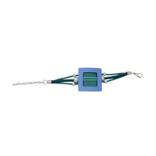 Load image into Gallery viewer, Teal Rubber Bracelet with Metal Square Design
