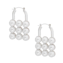 Load image into Gallery viewer, White Pearl Studded Lock Hoops
