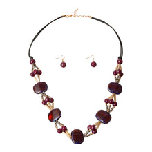Load image into Gallery viewer, Purple Ceramic Bead Cord Set
