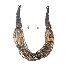 Load image into Gallery viewer, Gray Bead and Woven Cord Set
