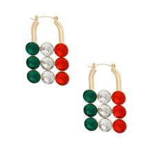Load image into Gallery viewer, Red and Green Studded Lock Hoops
