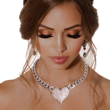 Load image into Gallery viewer, Aurora Borealis Rhinestone Heart Necklace
