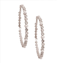 Load image into Gallery viewer, Silver Pearl and Stone Mix Hoops
