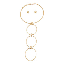 Load image into Gallery viewer, Gold Triple Metal Ring Drop Necklace
