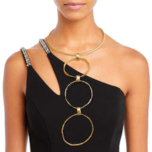 Load image into Gallery viewer, Gold Triple Metal Ring Drop Necklace
