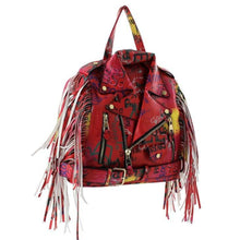 Load image into Gallery viewer, Red Graffiti Moto Jacket Backpack
