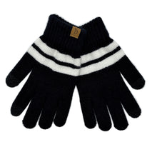 Load image into Gallery viewer, Black Stripe Knit Touch Gloves
