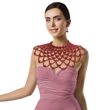 Load image into Gallery viewer, Burgundy Pearl Choker Cape
