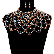 Load image into Gallery viewer, Gold Mixed Pearl Choker Cape
