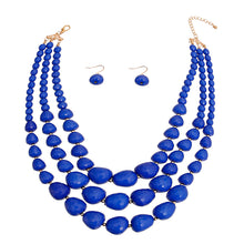 Load image into Gallery viewer, Bold Blue Textured Bead Necklace
