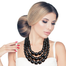 Load image into Gallery viewer, Black Cylinder Bead Necklace

