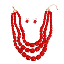Load image into Gallery viewer, Red Cylinder Bead Necklace
