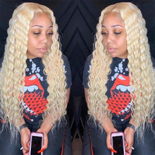 Load image into Gallery viewer, 613 Blonde Brazilian Deep Wave Human Hair Lace Wigs 180% Density 13×6 Lace Front Wigs

