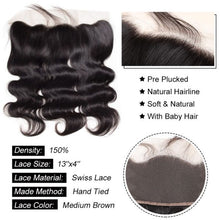 Load image into Gallery viewer, Brazilian Body Wave 13×4 Lace Frontal Closure Free Part Human Hair Closure With Baby Hair
