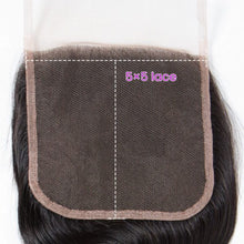Load image into Gallery viewer, 5×5 Lace Closure Brazilian Straight 100% Human Hair Natural Black Color Free Shipping
