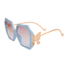 Load image into Gallery viewer, Blue Retro Square Butterfly Sunglasses

