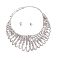 Load image into Gallery viewer, Silver Metallic Cord Loop Collar Necklace
