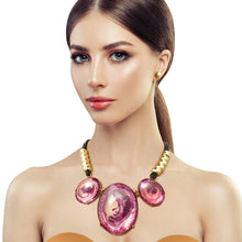 Load image into Gallery viewer, Marbled Purple Oval Black Cord Necklace
