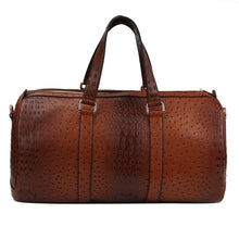 Load image into Gallery viewer, Brown Ostrich Weekender Duffel Bag
