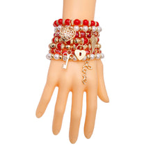 Load image into Gallery viewer, Red and Pearl Love Bracelets
